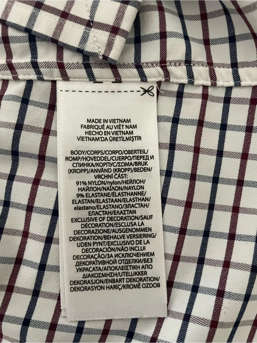 Polo Ralph Lauren White Plaid Button-Down Shirt with Navy and Burgundy Checks